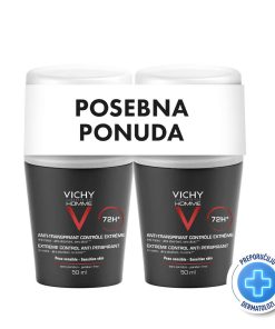 VICHY DEO HOMME MEN ANTIPERSPIRANT ROLL-ON PROTIV ZNOJENJA DO 72H, 2 X 50 ML