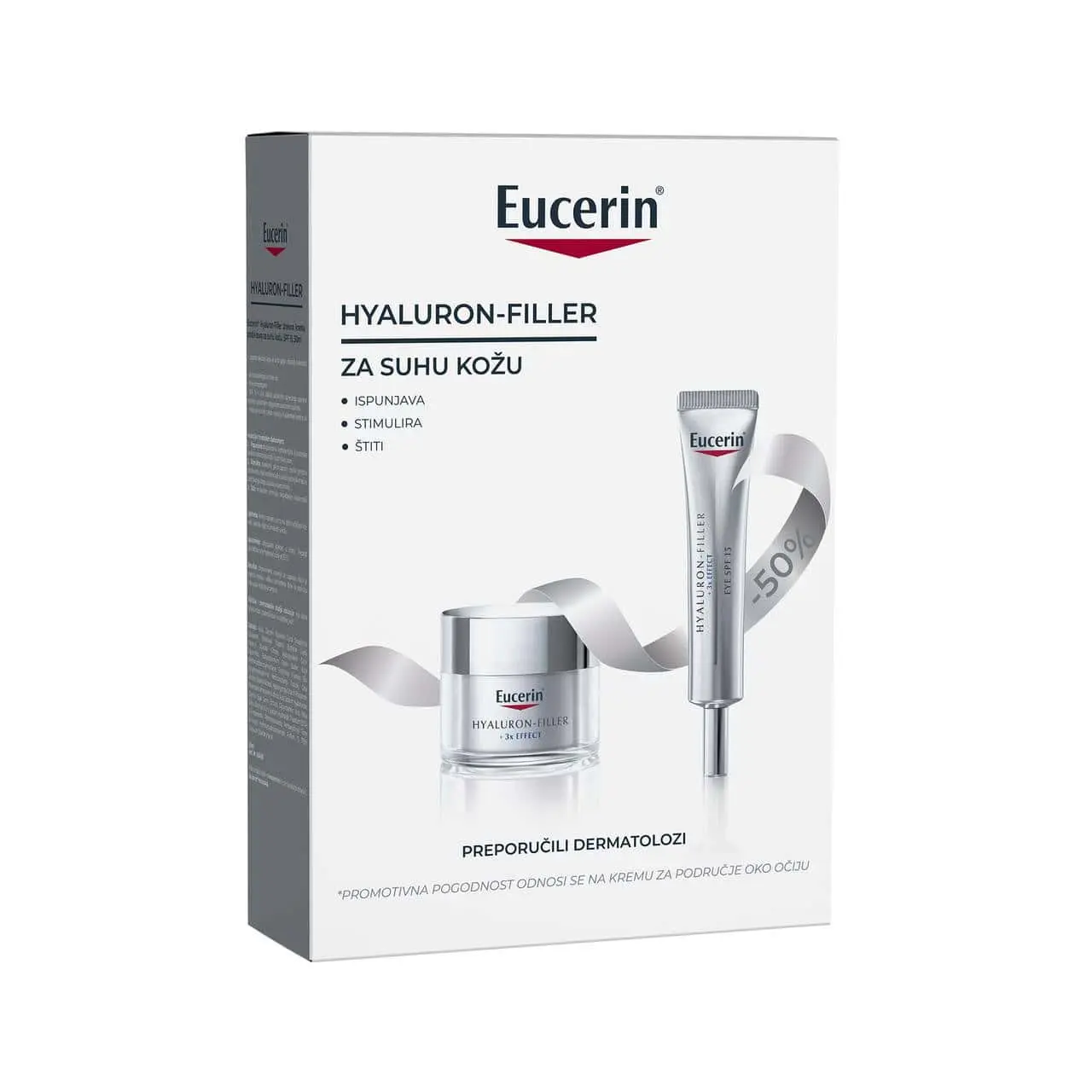 Eucerin Hyaluron-Filler set Dnevna krema za suhu kožu SPF 15 50 ml + Krema za područje očiju SPF 15 15 ml