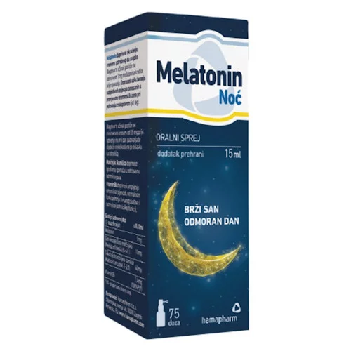 MELATONIN NOĆ SPREJ 15ML HAMAPHARM - Slika 2
